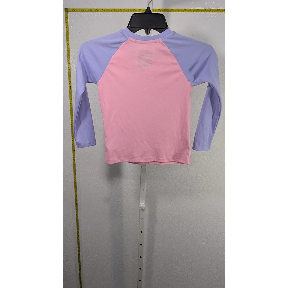 Hurley Girl Pink Purple Heart Logo Rash Guard Long Sleeve Swim Shirt Size XS 5/6